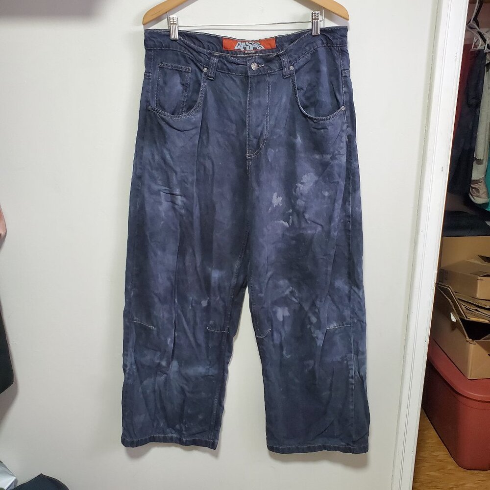 JADED LONDON Low-Rise Colossus Fit Jeans Extreme Wide Bleach Dye Womens 14 x 31" - Picture 2 of 16